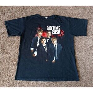 Vintage Big Time Rush T-Shirt Men's Size Large Tour Graphic Print Black Shirt